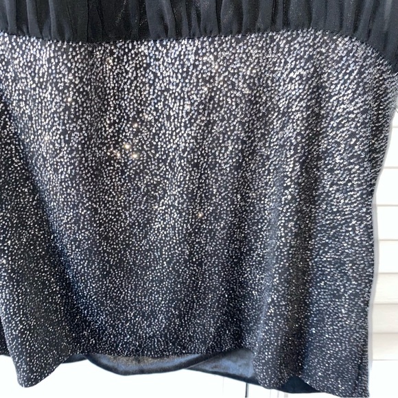 Indulgence London Black Mini Dress Semi Sheer Tunic Top Fringe Neckline Small - Picture 3 of 4